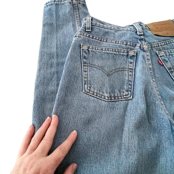 Vintage 90s Levi’s 512 Slim Fit Tapered Leg 7 MED/27" Waist Blue Jeans Denim - Picture 6 of 11